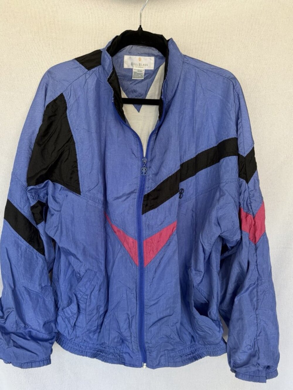 Vintage 90s Bill Blass Colorblock Nylon Windbreaker Jacket Men's L Blue